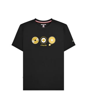 Lambretta Heren Vinyl Groot & Lang T-Shirt (Zwart)