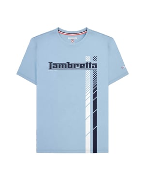 Lambretta Heren SS25 Racing Stripe Big & Tall T-Shirt (Hemelsblauw)