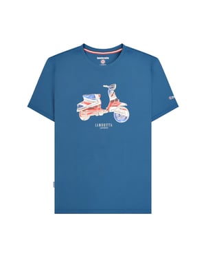 Lambretta Heren Scooter Vlag Groot & Lang T-shirt (Donkerblauw)