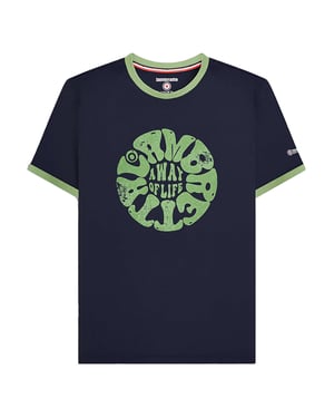 Lambretta Heren SS24 Ringer Festival T-Shirt (Marine)