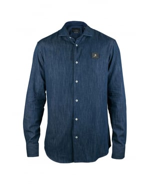 Philipp Plein Diamond Cut LS Skull Overhemd Blauw