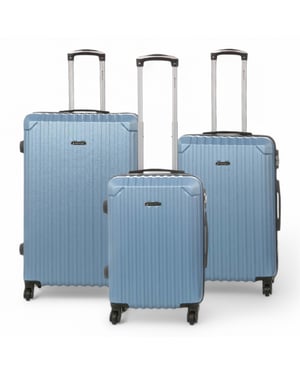 Harde koffer met 8 wielen, blauw ABS, reiskoffer