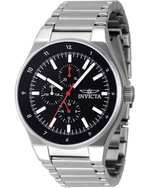 Invicta Racing 47547 Heren Horloge - Quartz Uurwerk - Roestvrij Staal met zwarte Wijzerplaat - 44mm