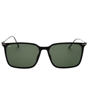 Hugo Boss groene lens dunne benen zwarte zonnebril