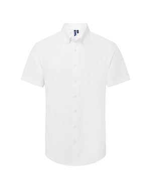 Premier Heren Supreme Oxford overhemd met korte mouwen (Wit)