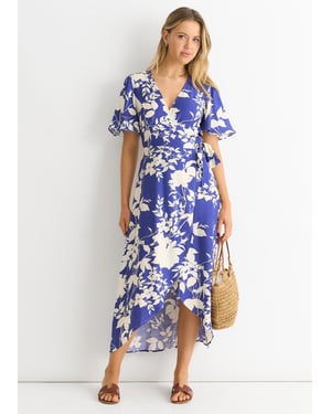 Viscose Bloemen Wikkel Midi Dress