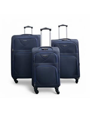 Zachte, lichtgewicht marineblauwe nylon reiskoffer met 4 wielen, vakantiekoffer