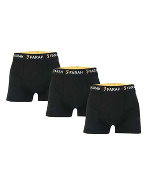 Farah Heren Saginaw Boxershorts (Set van 3) (Zwart)