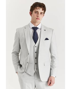 Zilveren lichtgewicht zomerblazer met één rij knopen voor heren
