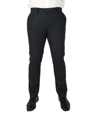 Marineblauwe herenbroek van wolmix tweed