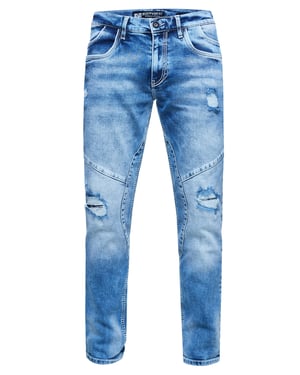 Jeansbroek "NISHO" straight fit biker katoen stretch