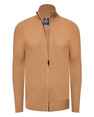 Fijne gebreide jas in biker-stijl met slim fit pasvorm