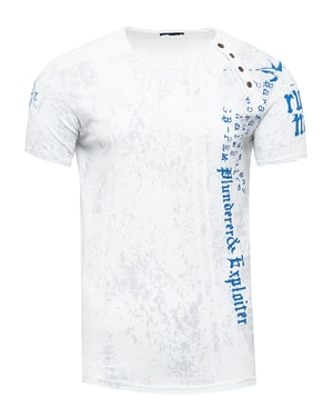 T-shirt met ronde hals en knoopsluiting aan de zijkant