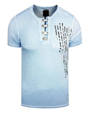 Olie-gewassen T-shirt met knoopsluiting