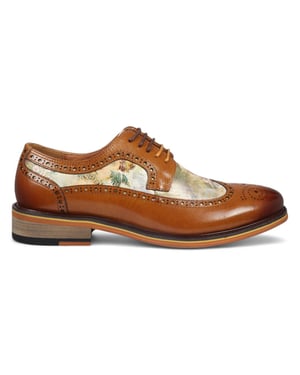 Justin Reess Heren Bruine Leren Iconic Print Brogue Dress Schoenen - Scott