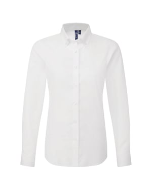 Premier Dames Supreme Oxford Langsleeve Shirt (Wit)