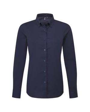 Premier Dames Supreme Oxford Lange Mouwen Shirt (Marineblauw)