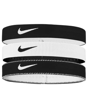 Nike Classic Flexibele Brede Band Hoofdband (Set van 3) (Wit/zwart)