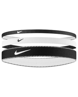 Nike Klassieke Gemengde Flexibele Hoofdband (Set van 3) (Wit/zwart)