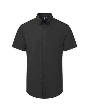 Premier Heren Supreme Oxford overhemd met korte mouwen (Zwart)