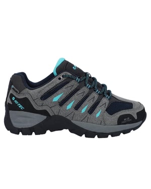 Hi-Tec Corzo Low Pu Suède Wandelschoenen Voor Dames In Cool Grey/Navy Blue/Curacao