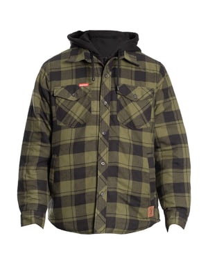 Hard Yakka Gequilted Flanellen Shacket Heren Groene Overhemdjas