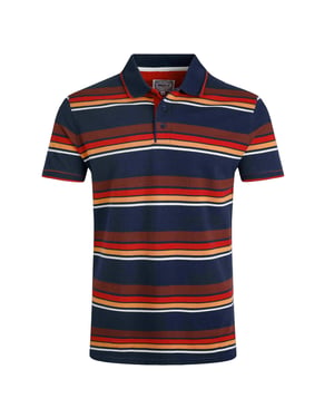 Weird Fish Heren Sunbury Stripe Organic Cotton Polo Shirt (Donkerblauw)