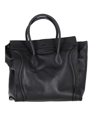 Celine Mini Gegraveerde Lederen Reis Tote in Zwart