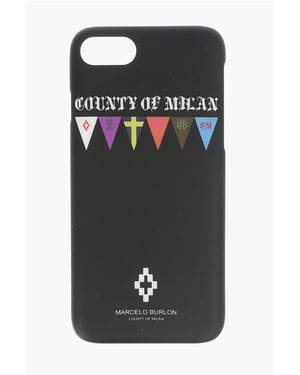 reliëf bedrukte FLAGS SIDES 7 iPhone-hoes in zwart