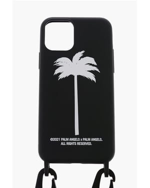 Palmboom bedrukte 11Pro nek iPhone-hoes in zwart
