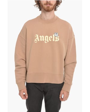 PXP PALM geborsteld katoenen sweatshirt met ronde hals in beige