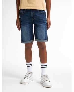Petrol Industries - Jongens Bullseye Denim Short Teak - Blauw
