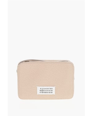 MM11 Gestructureerde leren 5A crossbodytas met canvasdetail in roze