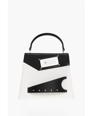 Tweekleurige leren SNATCHED crossbodytas in zwart en wit