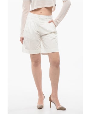 Dubbel geplooide stretch shorts in wit