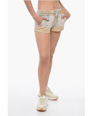 LAUNDRY Acid Wash Effect Shorts met trekkoord in beige, blauw
