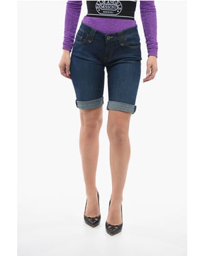5-pocket stretch denim shorts in blauw