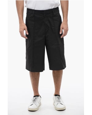 Zwarte shorts van katoenmix met meerdere zakken en riemlussen
