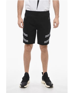 Lage taille losse VARSITY shorts met elastische inzetstukken in zwart