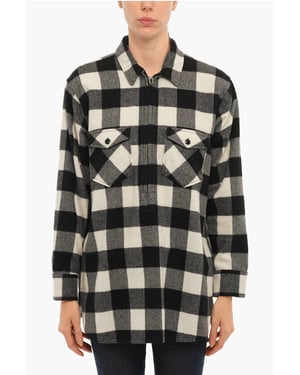 ARCHIEF Buffalo Checked POPOVER Overshirt met Dubbele Borst in Zwart & Wit