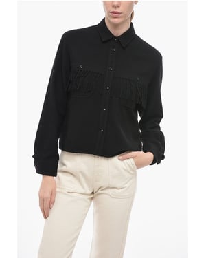STAG OVER Shirt met franjes in zwart