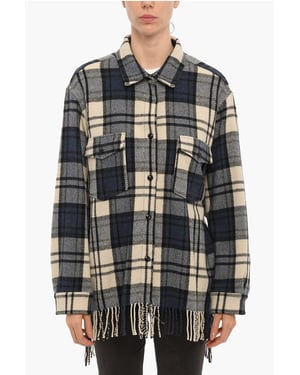 Ruitjesmotief EXPLORER Overshirt met dubbele borstzak en in blauw