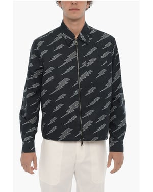 Bedrukt overshirt met ritssluiting in blauw