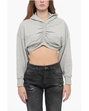 Katoenen cropped hoodie in grijs
