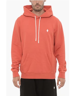 Geborstelde katoenen hoodie in oranje