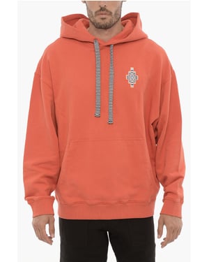 Katoenen OPTICAL CROSS Hoodie met opgestikte zak in rood