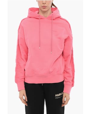 Geborstelde katoenen hoodie in roze