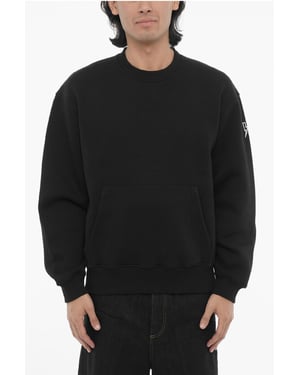 Fleecekatoenmix Easy Fit ronde hals sweatshirt in zwart