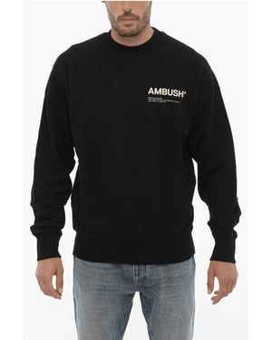 Sweatshirt met ronde hals van geborsteld katoen en bedrukt logo in het zwart