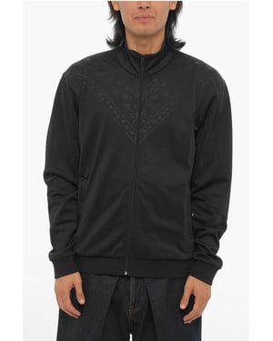 Effen sweatshirt met bandanamotief en ritssluiting in zwart